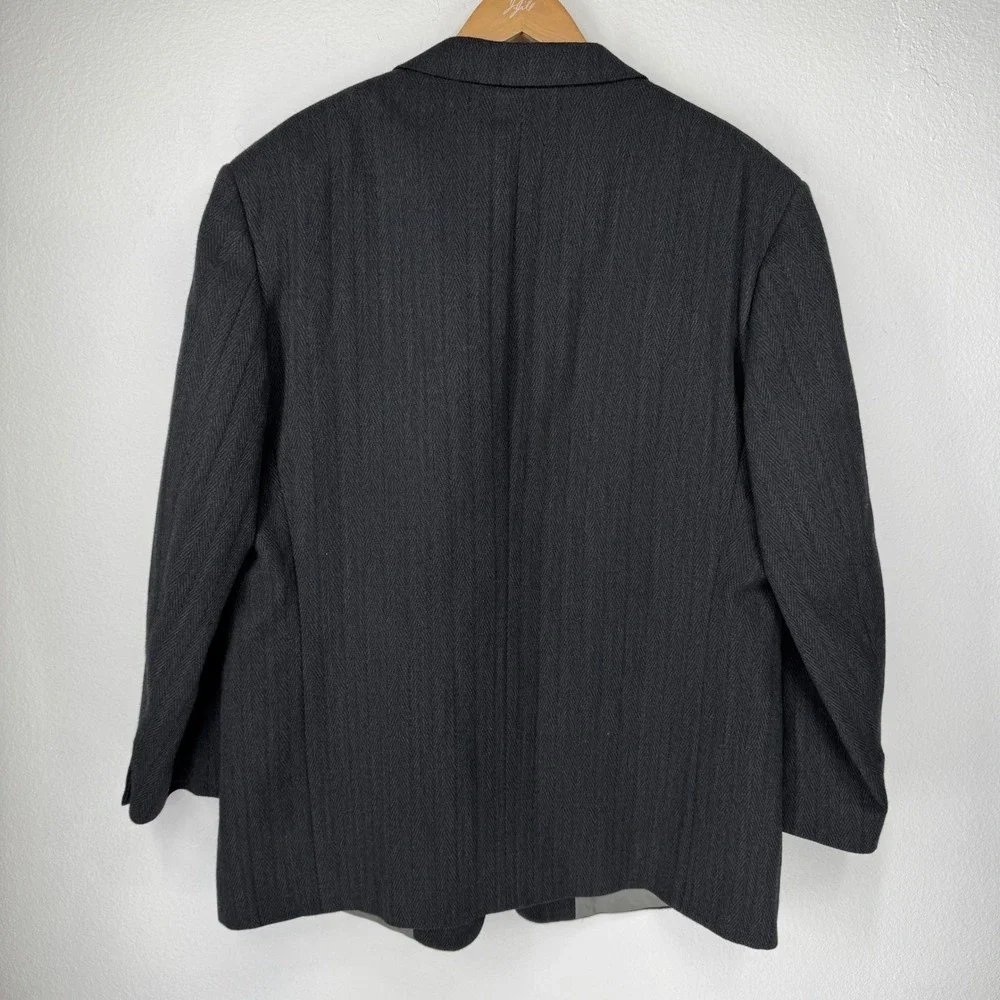 Vtg Monsieur Givenchy Herringbone Wool Blazer Mens 48R Luxury Gray Academia Prep